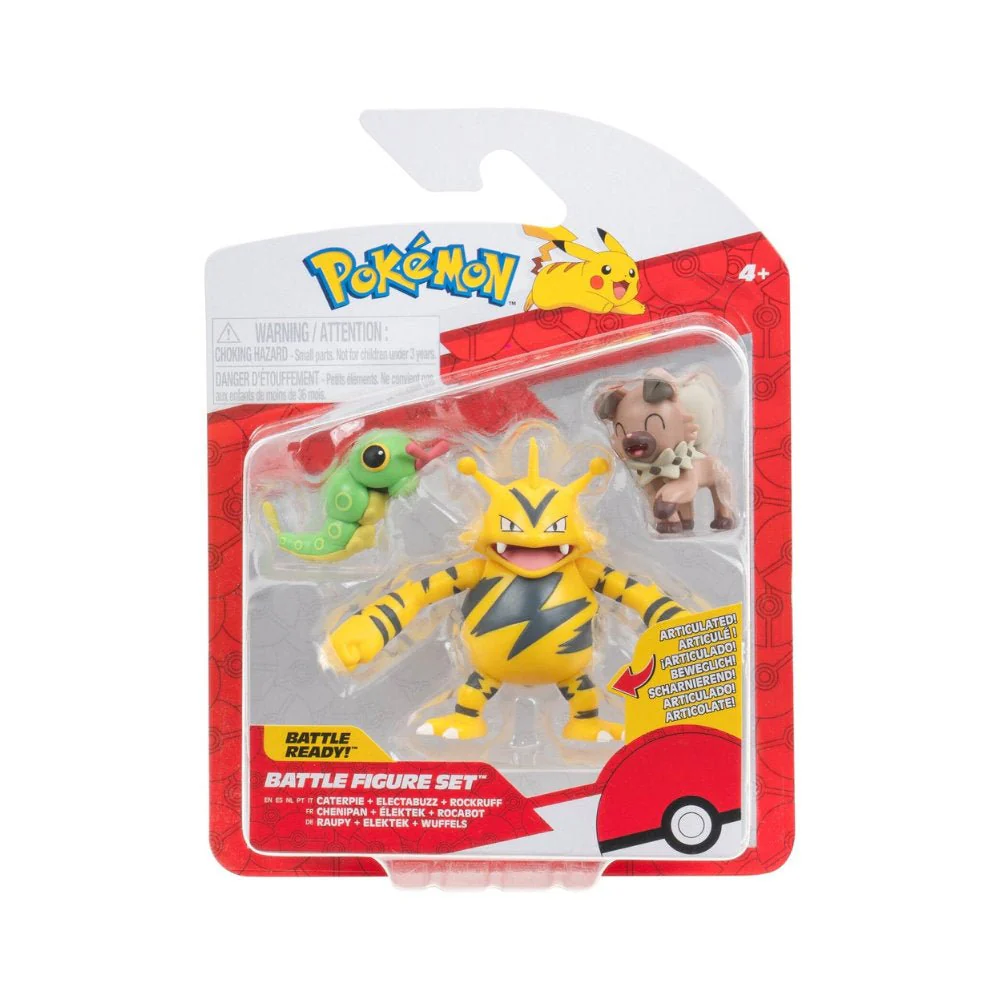 Pokémon 3-pack Battle Figure - Caterpie, Electabuzz & Rockruff