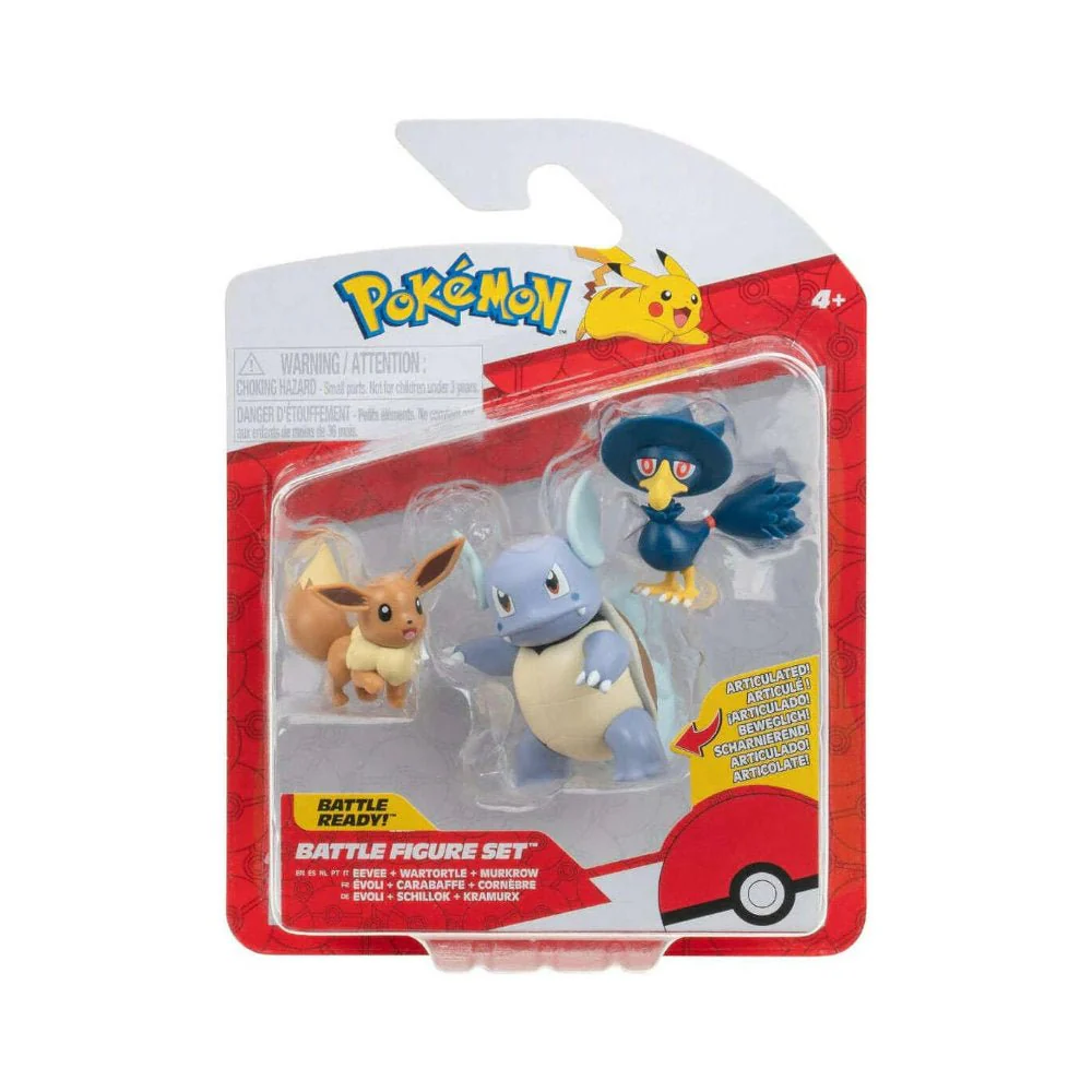 Pokémon 3-pack Battle Figure - Eevee, Wartortle & Murkrow