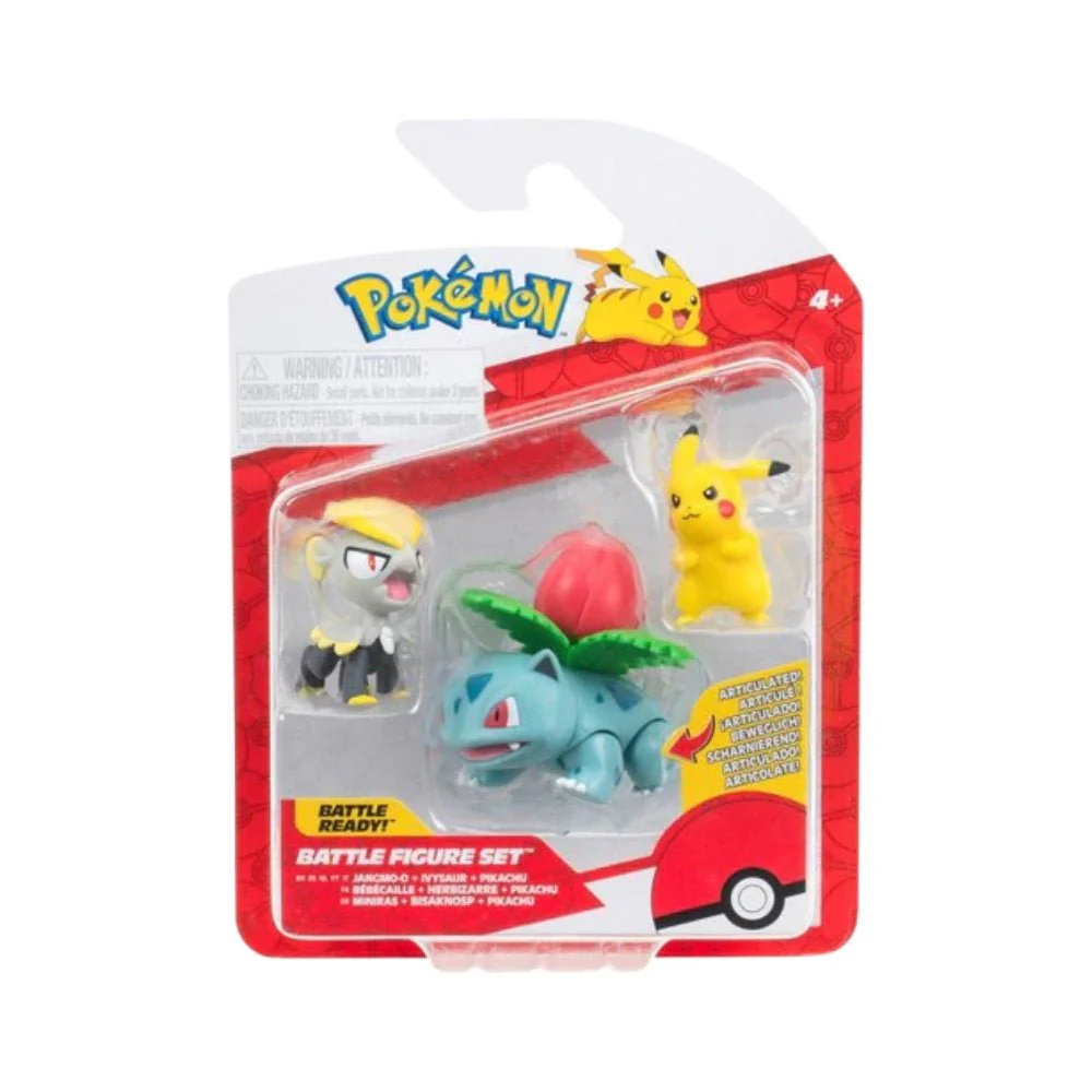 Pokémon 3-pack Battle Figure - Jangmo-o, Ivysaur & Pikachu