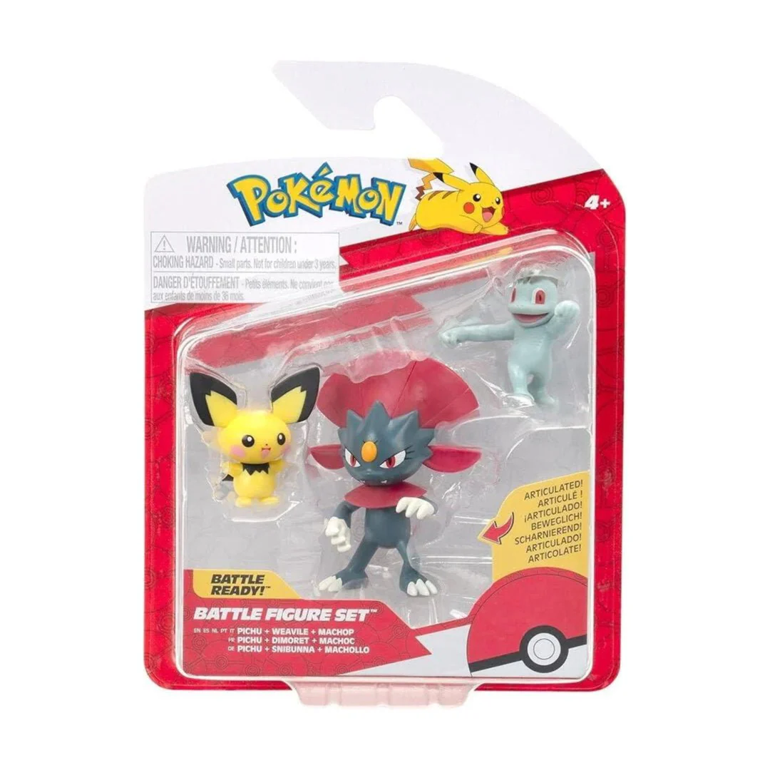 Pokémon 3-pack Battle Figure - Pichu, Weavile, Machop