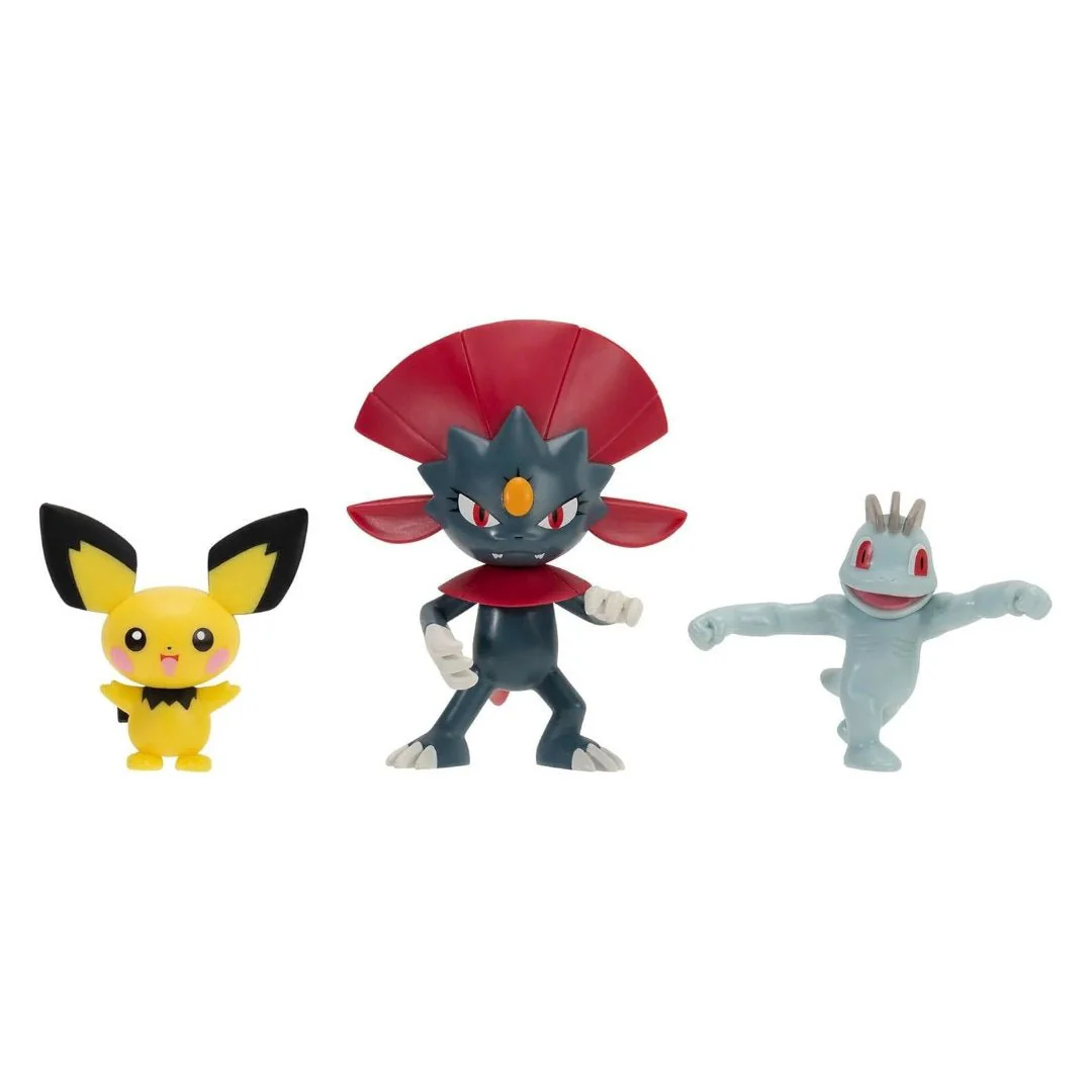 Pokémon 3-pack Battle Figure - Pichu, Weavile, Machop - Image 2
