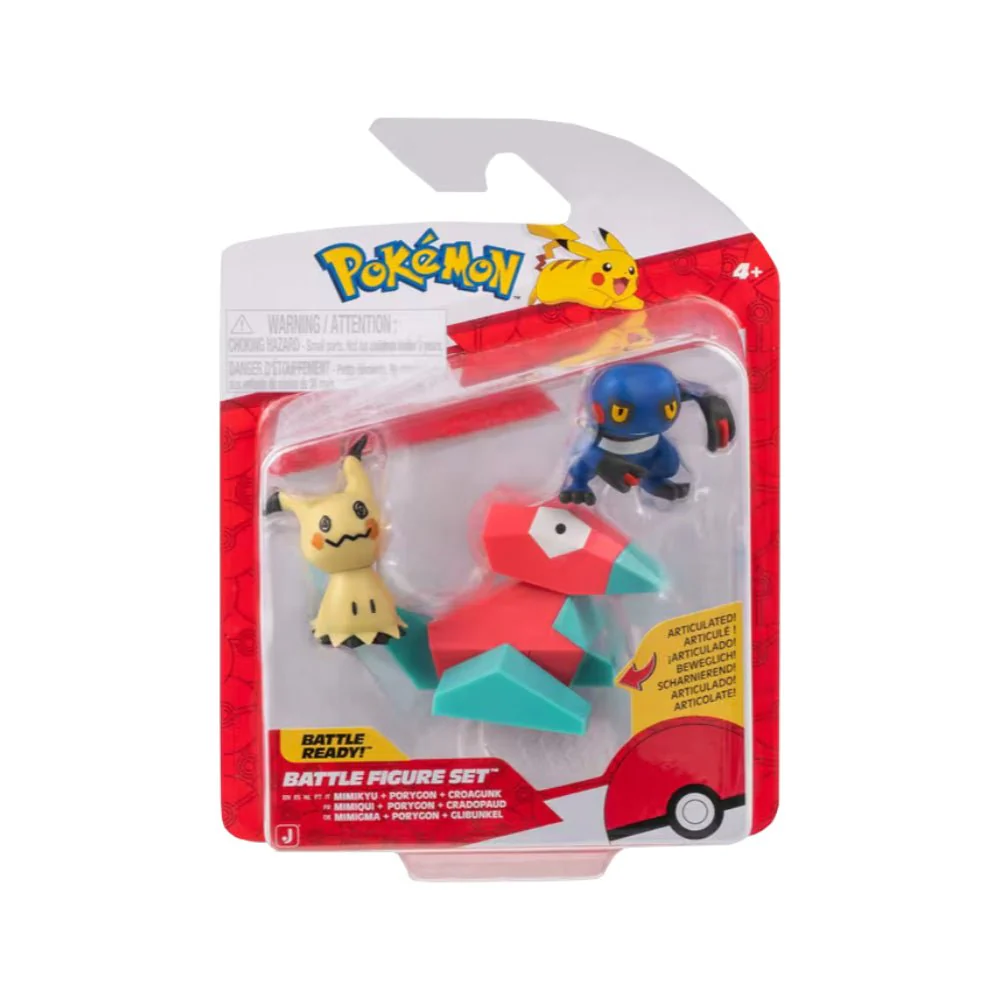 Pokémon Battle Figure 3 Pack - 2-Inch Mimikyu, Croagunk & 3-Inch Porygon