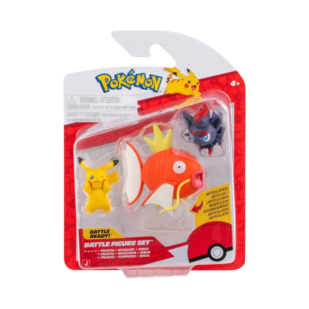 Pokémon Battle Figure 3 Pack - 2-Inch Pikachu, Zorua & 3-Inch Magikarp