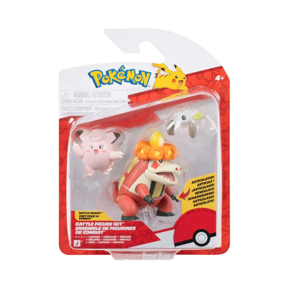 Pokémon Battle Figure 3 Pack - Crocalor, Clefairy & Nincada