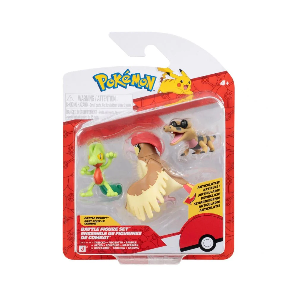 Pokémon Battle Figure 3 Pack - Pidgeotto, Treeko & Sandile