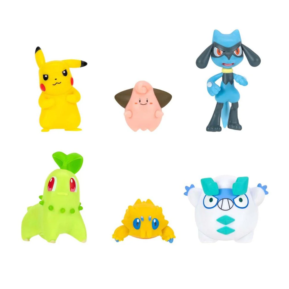 Pokémon Battle Figure Pack - 6 Battle Figures - Pikachu, Cleffa, Joltik, Riolu, Chikorita, Galarian Darumaka - Image 2